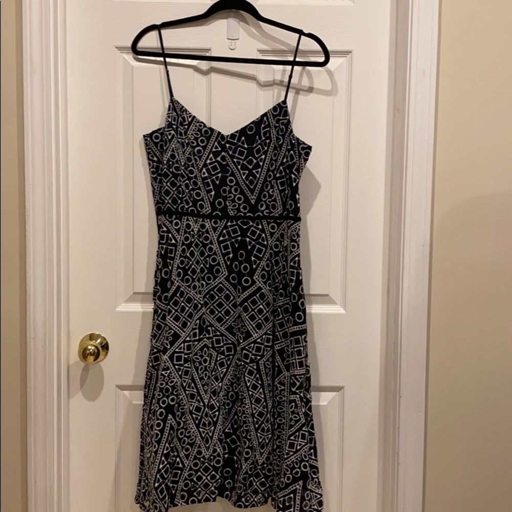 Fit & Flare Geometric Black & White Midi Dress